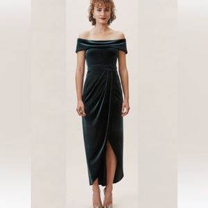 BHLDN velvet green dress in size 0